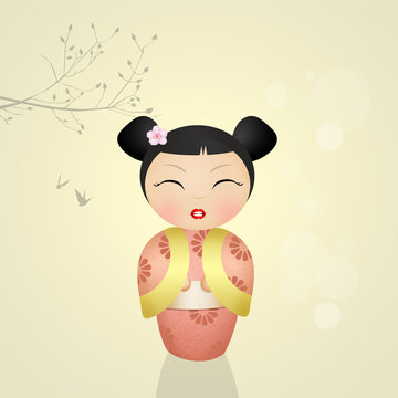 Illustration Of Kokeshi Doll