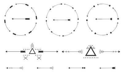 hand drawn arrow aztec wreath set