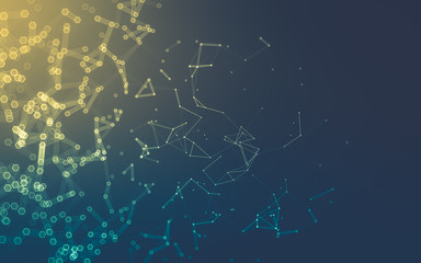 Abstract polygonal space low poly dark background, 3d rendering