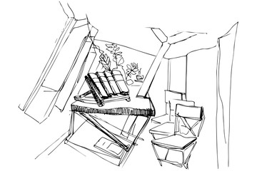  vector sketch of the room with chairs