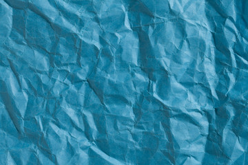 crumple blue paper close up