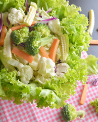 Mixed Vegetables have a carrots, broccoli, cauliflower,  Purple