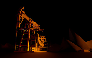 Oil rocking chair in the desert. 3d render