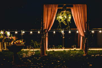 Luxury wedding outside evening decoration