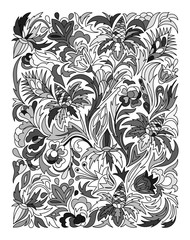 Ethnic colored floral zentangle, doodle background pattern rectangle in vector.