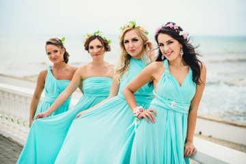 Bridesmaids on the seaside