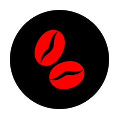 Fototapeta premium Coffee grains. Red vector icon