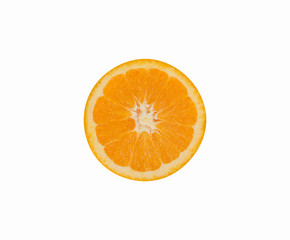 Slice of fresh orange fruit isolated on white background