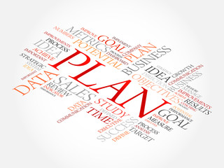 Plan word cloud, business concept