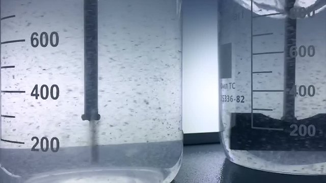 Flocculation experiment. Mixing water slow motion