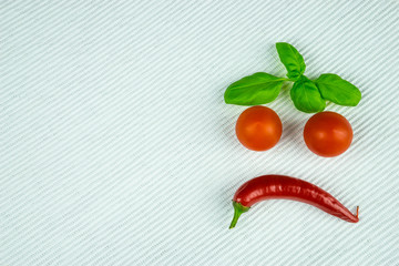 White table with vegetables