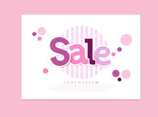 Sale Abstract vector card. pink and purple letters sale, strips & circles. EPS 10 illustration