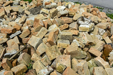Pile discarded bricks
