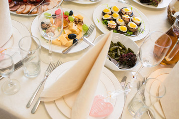 Tasty dishes in restaurant