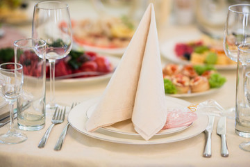 Beautiful table setting in restaurant