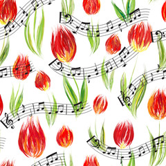 Obrazy  Jasny wzór olejem malowane kwiaty czerwonych tulipanów kończy notatki, elementy projektu.