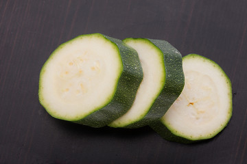 Slices of green zucchini