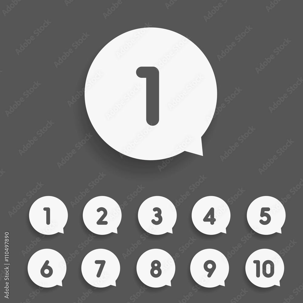 Poster number set round vector