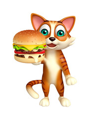 cute cat cartoon character with burger