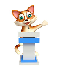 Obraz premium cat cartoon character with speech stage