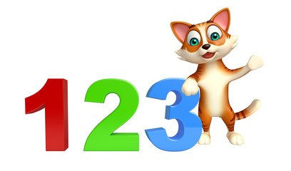 cat cartoon character cat cartoon character with 123 sign