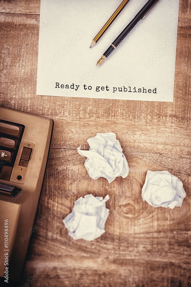 Poster composite image of ready to get published message on a white bac