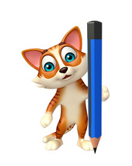 cat cartoon character with pencil