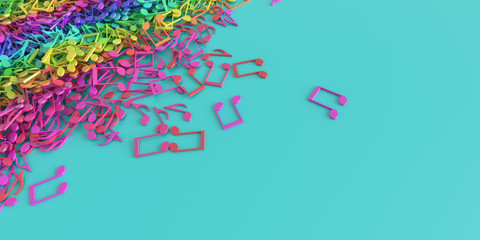 Infinite musical notes 3d rendering