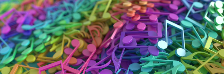 Infinite musical notes 3d rendering