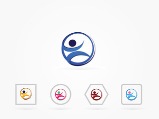 Blue Yoga in circle logo vector