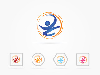 Blue yoga logo in circle logo