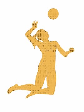 Silhouette of woman playing volleyball