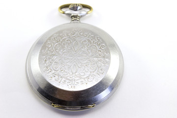 Nice an old pocket watch on white background