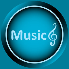 Icon blue treble clef and music