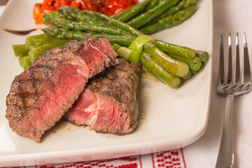 Grilled beef tenderloin with vegetables