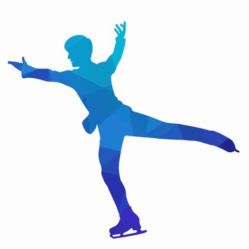 silhouette man figure skater, vector illustration