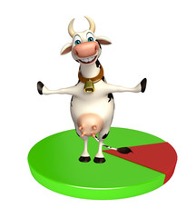 cute Cow cartoon character with sign circle
