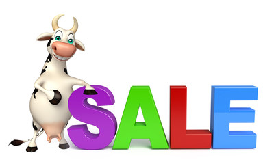 cute Cow cartoon character with big sale