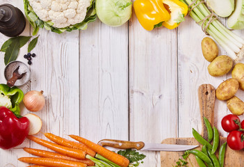 Frame of healthy fresh farm vegetables