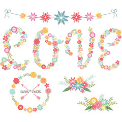 Wedding Flora Font Element.Flower Banner,Wreath Collections