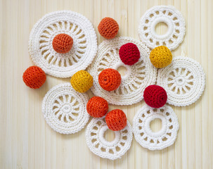 crochet beads and white vintage elements of Irish crochet.