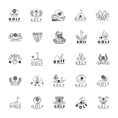 Golf Icons Set - Isolated On White Background - Vector Illustration, Graphic Design 