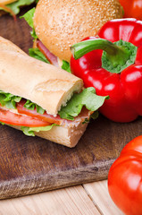 Sandwiches and vegetable. Food. Fresh & healthy food. Concept