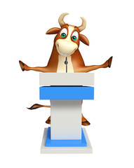  Bull cartoon character with speech table