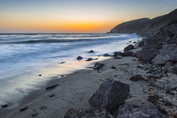california vibrant sunset on the pacific ocean