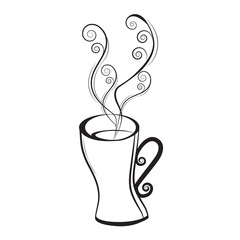 A cup with decorative elements. Coffee and tea design elements. Vector illustration.