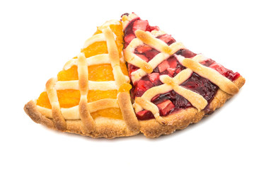 pieces of fruit cake isolated
