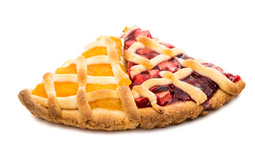 pieces of fruit cake isolated