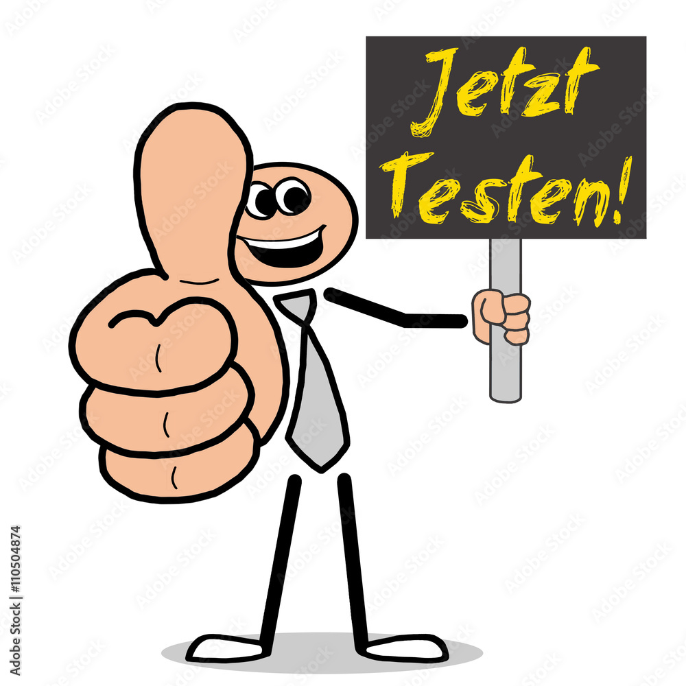 Sticker jetzt testen! mann hält daumen hoch