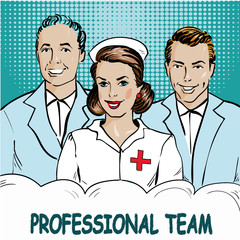 Medical team vector pop art